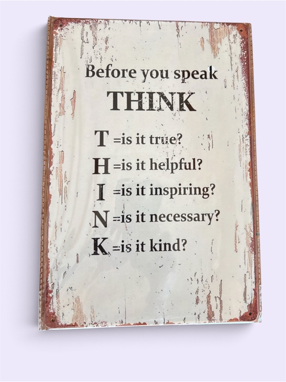 THINK Inspirational Wall Sign - Rustic White and Brown